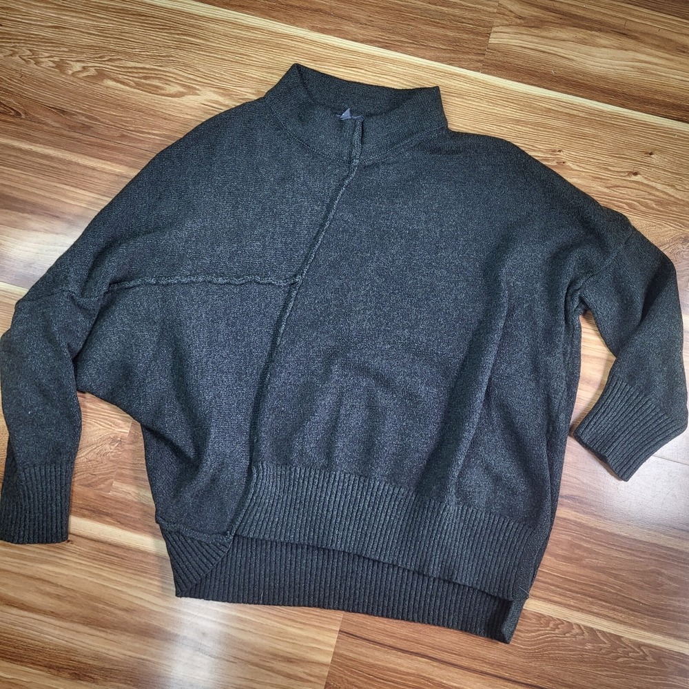 Grade & Gather Wool Blend Sweater Asymmetrical Womens Small Grey Knit Mock Neck